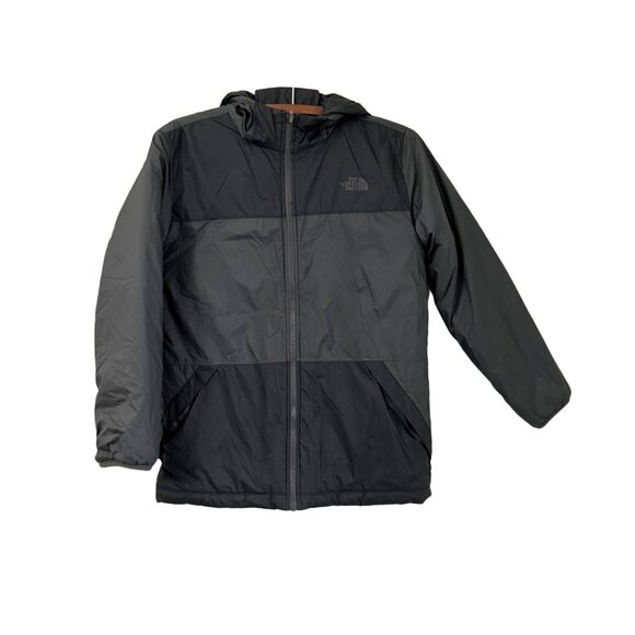 The North Face Boys Black Reversible Nylon Fleece Full Zip Hooded Jacket XL